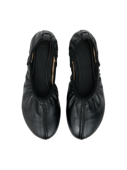 SHIRRING BALLET FLAT (SOFT BLACK)