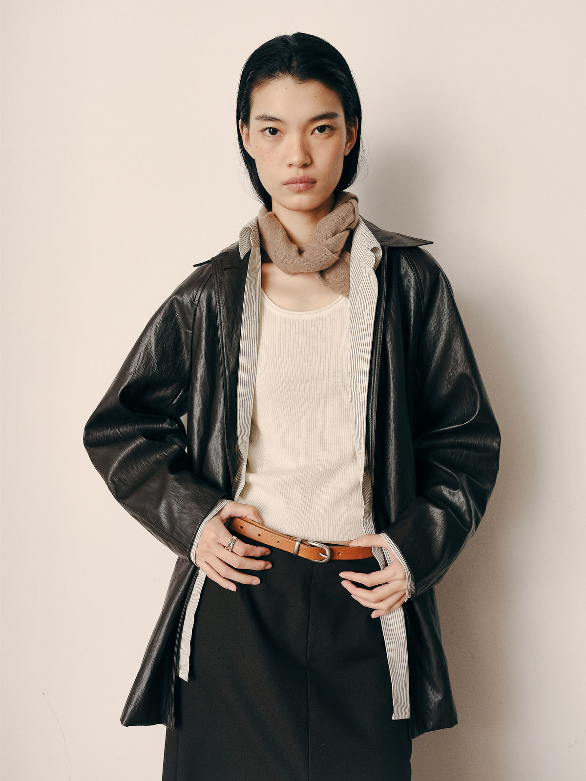 SOBRE LEATHER BELT (TAN BROWN) - Atelier de LUMEN