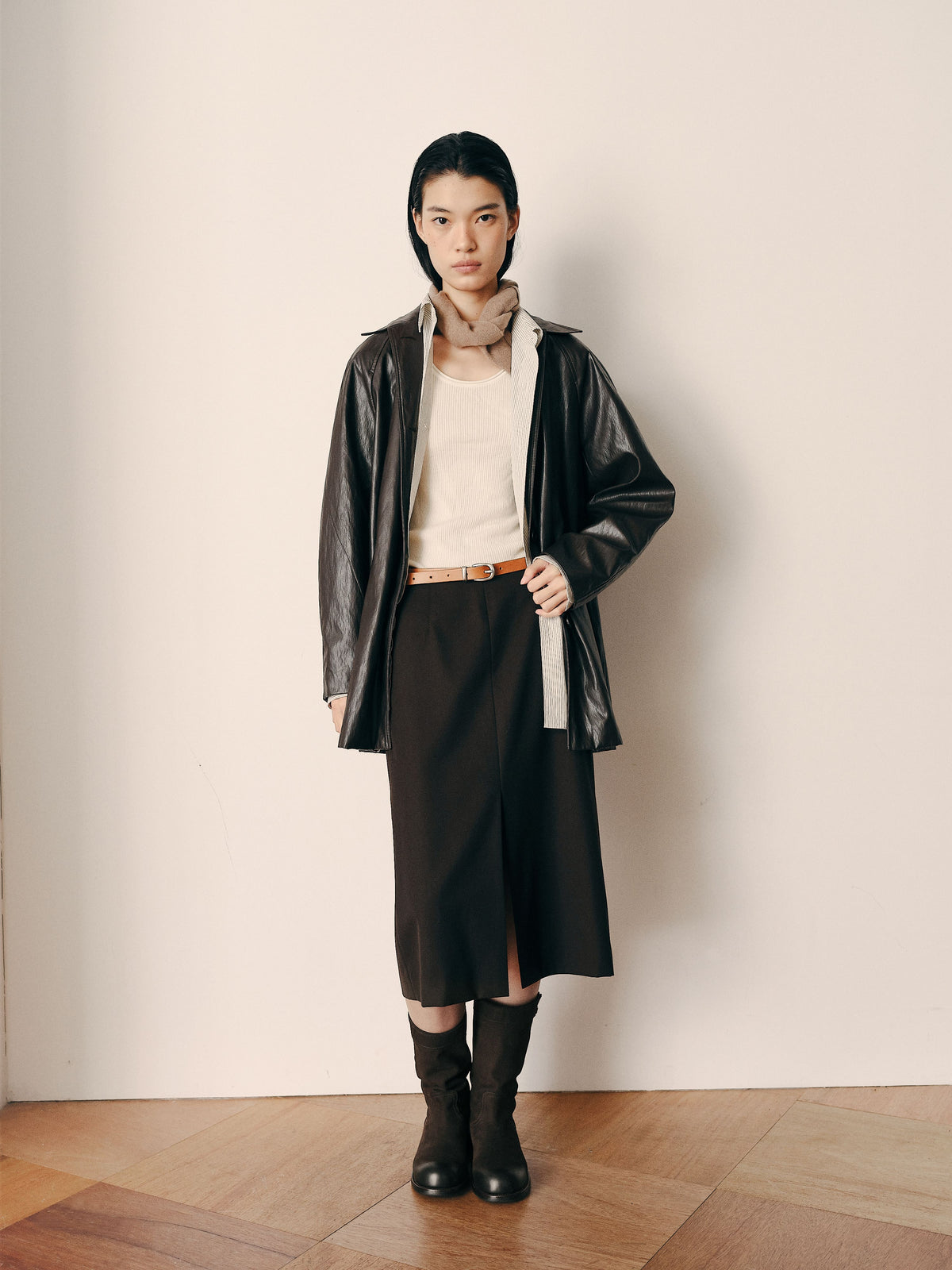 SOBRE LEATHER BELT (TAN BROWN) - Atelier de LUMEN