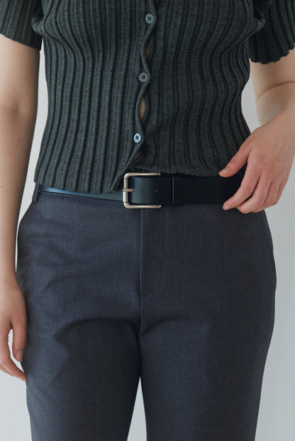 SQUARE LEATHER BELT (SOFT BLACK)