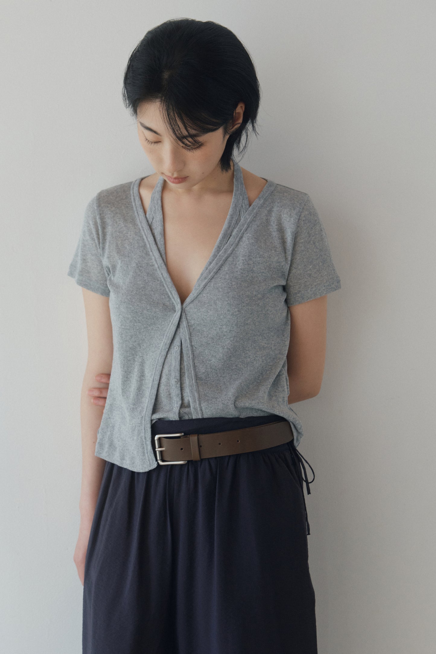 SQUARE LEATHER BELT (KHAKI BROWN)