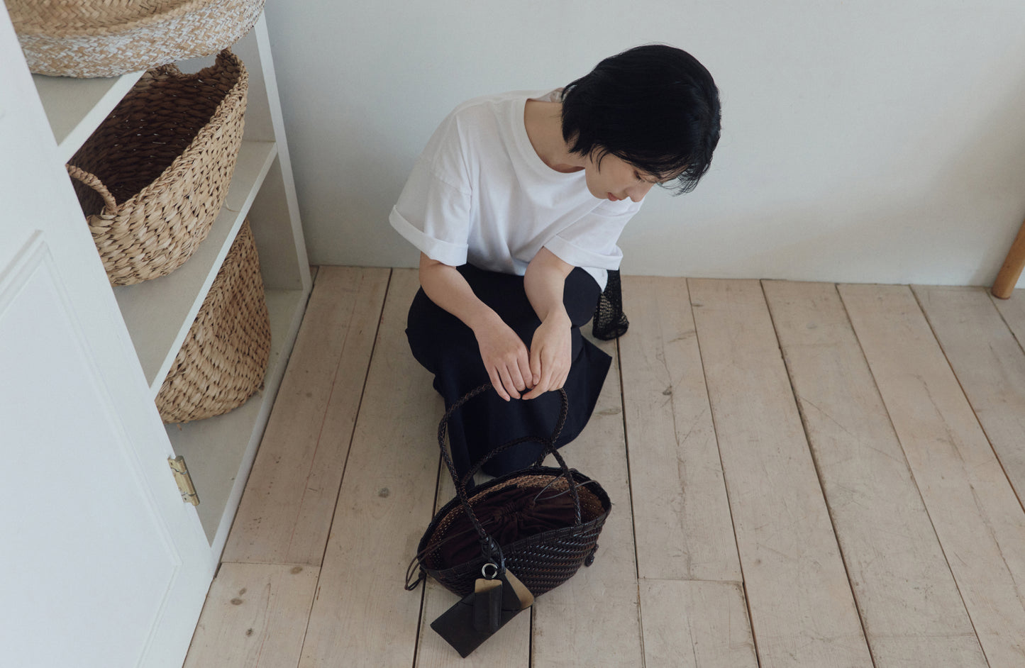 TWIG BASKET SHOULDER BAG (DRIED BROWN)
